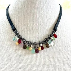 Retired Silpada Sterling Leather Freshwater Pearls Glass Beads N1263 Necklace